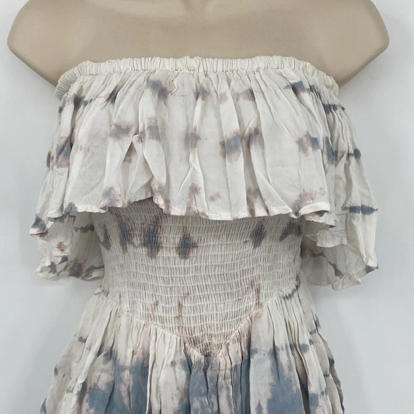 Blue Life Skort Dress Romper Womens Size Small Blue Pink Tie Dye Strapless Boho - Picture 7 of 15